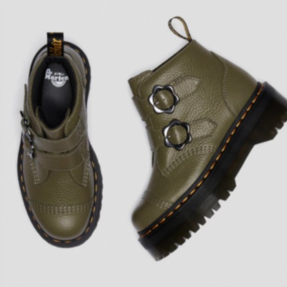 Dr Martens DEVON FLOWER BUCKLE PLATFORM MSRP$240 in Khaki Green RARE FIND COLOR - Picture 14 of 16